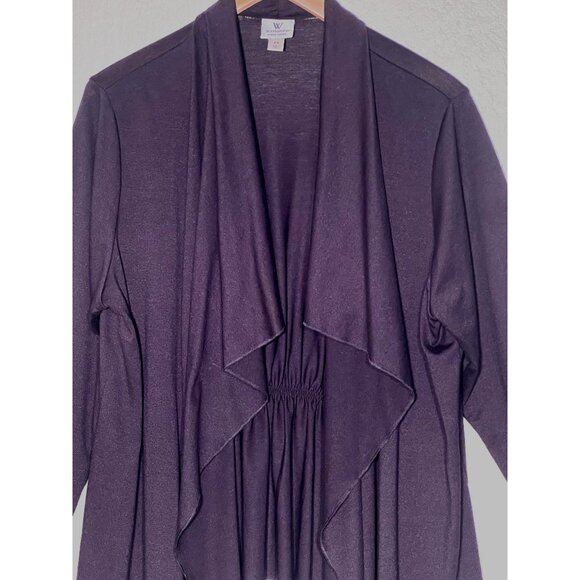 Worthington Woman Stretch 2X Black Waterfall Open-Front Cardigan Ruched Back - Picture 6 of 11